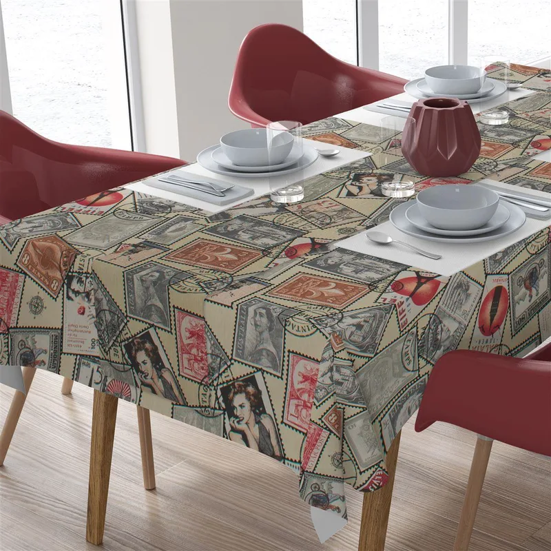 Σετ Τραπεζομάντηλο 140x220εκ. Με Runner 40x220εκ. Αλέκιαστο Polycotton Post Stamps 482 Ecrou DimCol (Χρώμα: Εκρού , Ύφασμα: 70% Βαμβάκι-30% Polyester) - DimCol - 1936880012348278