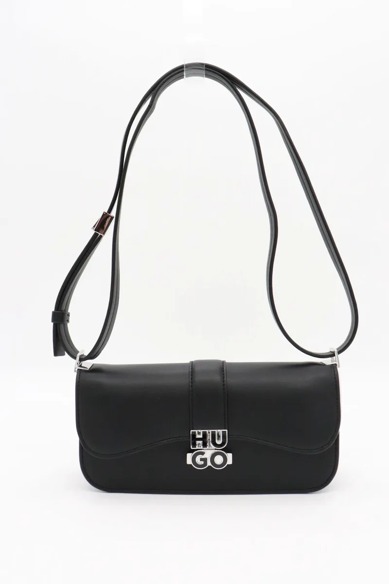 HUGO ΤΣΑΝΤΑ CROSS BODY MELANIE SHBAG-CLOSPP LOGO ΜΑΥΡΟ