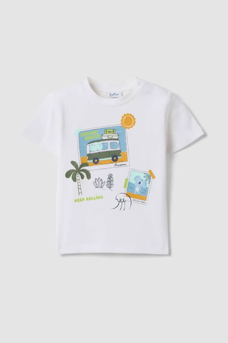 OVS βρεφικό T-shirt με print Regular Fit - 002656437 Λευκό