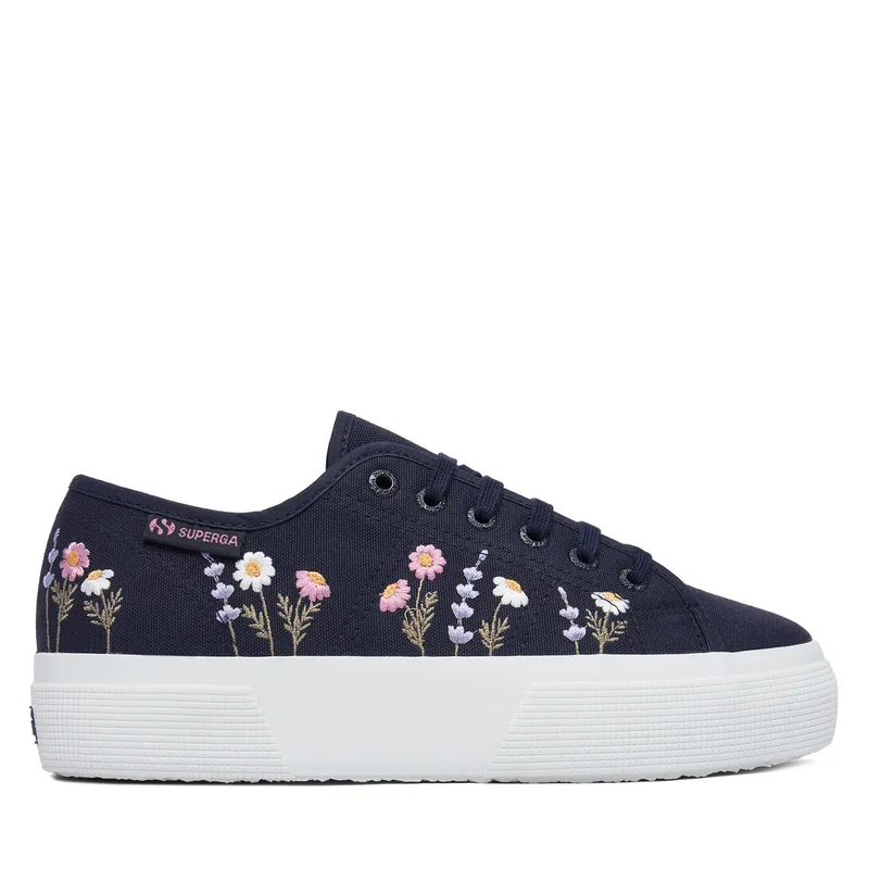 Πάνινα παπούτσια Superga 3740 Platform Flower Embroidery Leggera S5138TW Σκούρο μπλε