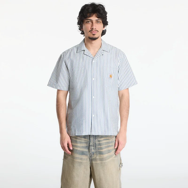 Πουκάμισο Carhartt WIP S/S Leavel Shirt UNISEX Leavel Stripe/ Blue River/ Wax XS