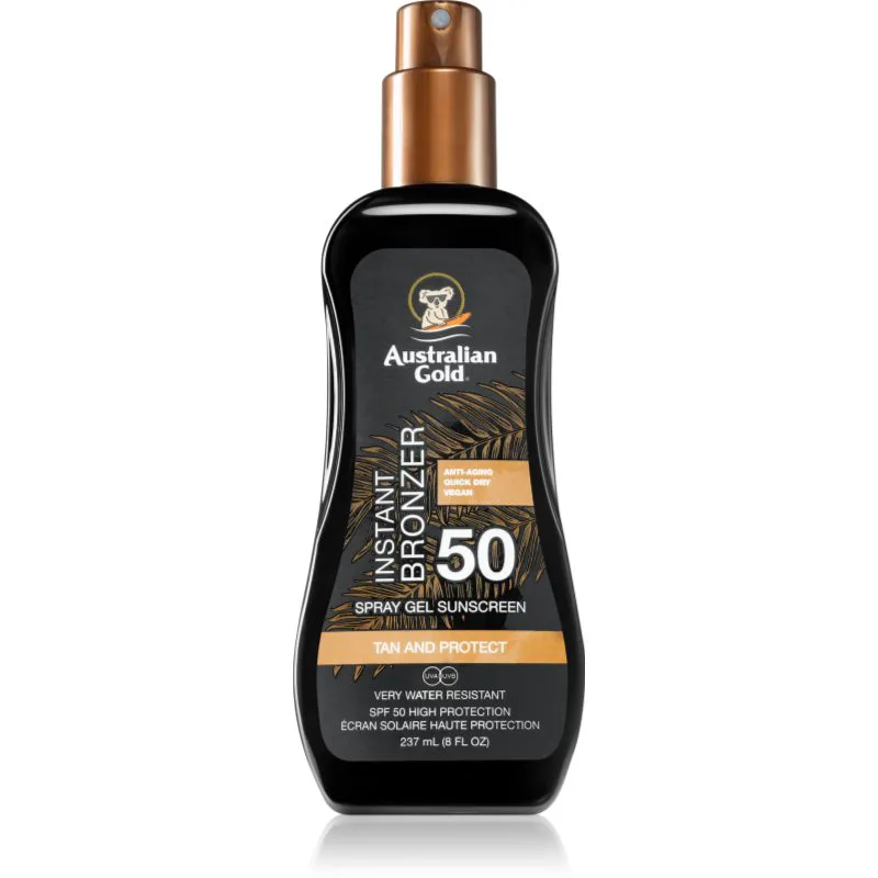 Australian Χρυσό Spray Gel Sunscreen With Instant Bronzer μπρονζερ σπρέι SPF 50 237 μλ