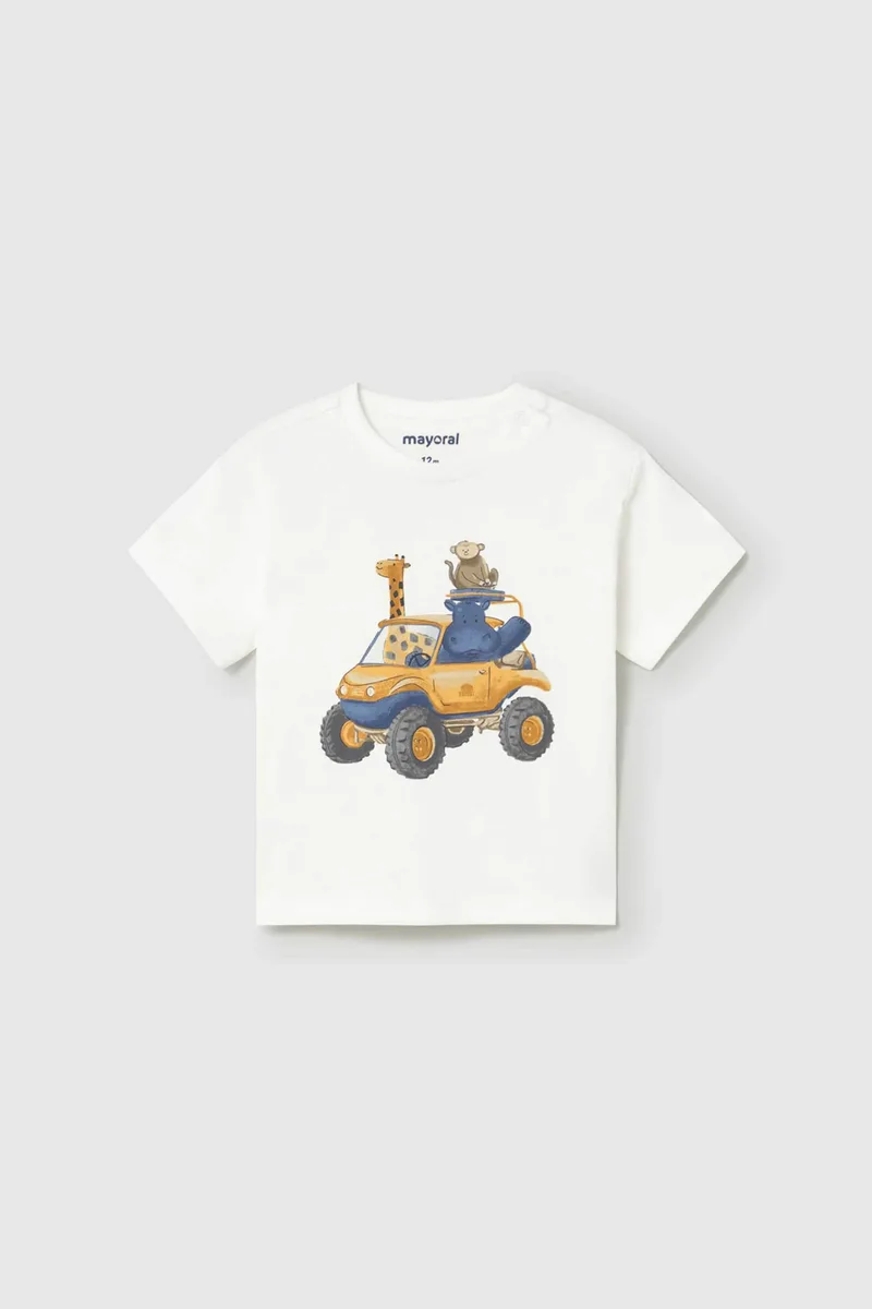 Mayoral βρεφικό T-shirt με print Regular Fit - 1010-S26 Κρέμ