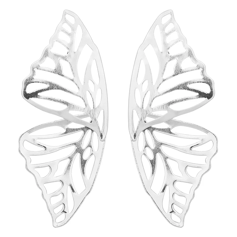 σκουλαρίκια μεταλλικά Butterfly ασημί