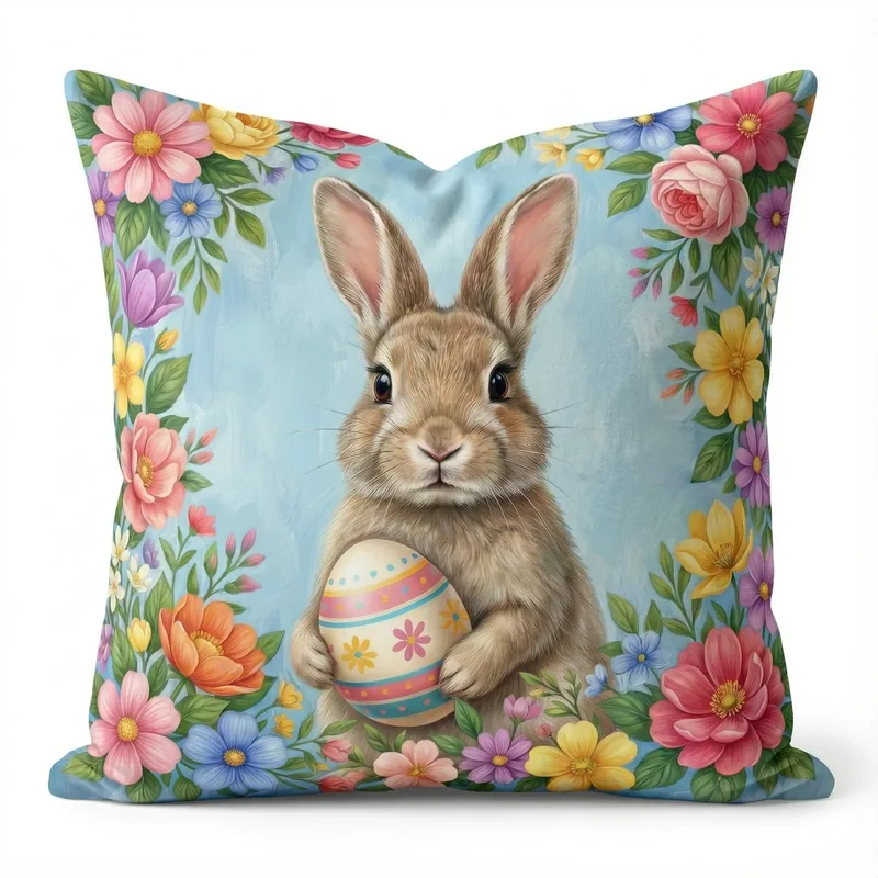 Διακοσμητική μαξιλαροθήκη (45Χ45) Pastel Petal Bunny 109525, KELMA