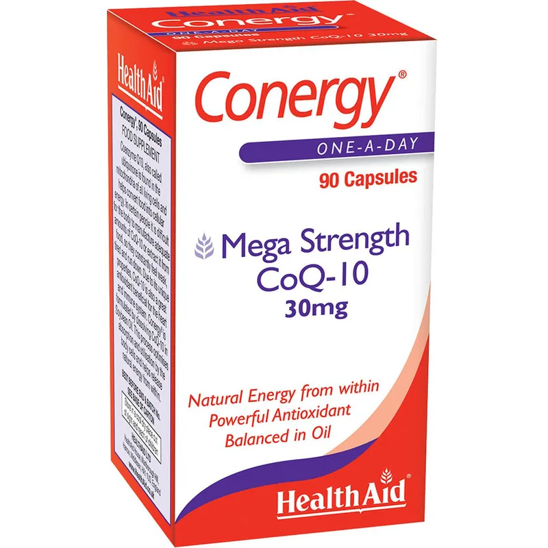 Health Aid Conergy CoQ-10 30mg Συμπλήρωμα Διατροφής Συνενζύμου Q10 για Ενέργεια σε Κυτταρικό επίπεδο με Ισχυρές Αντιοξειδωτικές Ιδιότητες 90caps