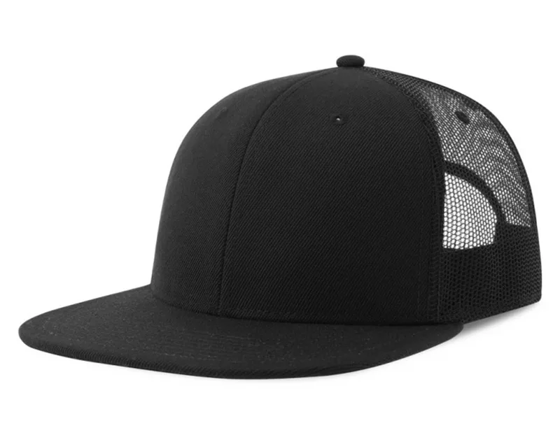 Εξάφυλλο καπέλο με δίχτυ & φλατ γείσο Atlantis S-Snap Mesh Black/Black