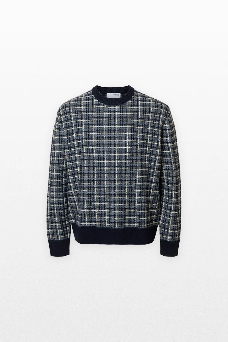 SELECTED HOMME Ανδρικό Μαύρο Wool Blend Crewneck Jumper