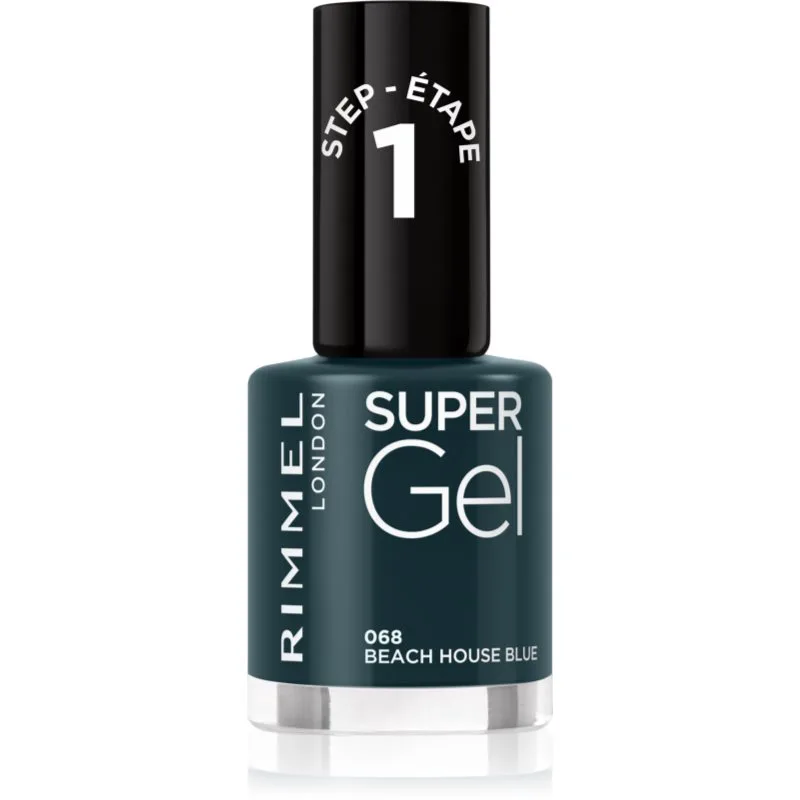 Rimmel Super Gel τζελ βερνίκι νυχιών χωρίς τη χρήση των UV/LED λαμπτήρων απόχρωση 068 Beach House Blue 12 ml