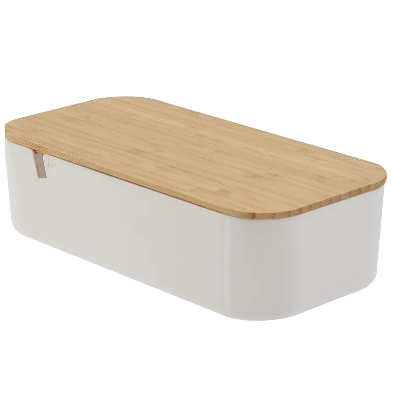 Κουτί Αποθήκευσης PS-Bamboo Με Καθρέπτη 26x13x7εκ. White-Natural MRShome 0055000 (Υλικό: Bamboo, Χρώμα: Λευκό) - MRS HOME - sl-DF-0055000