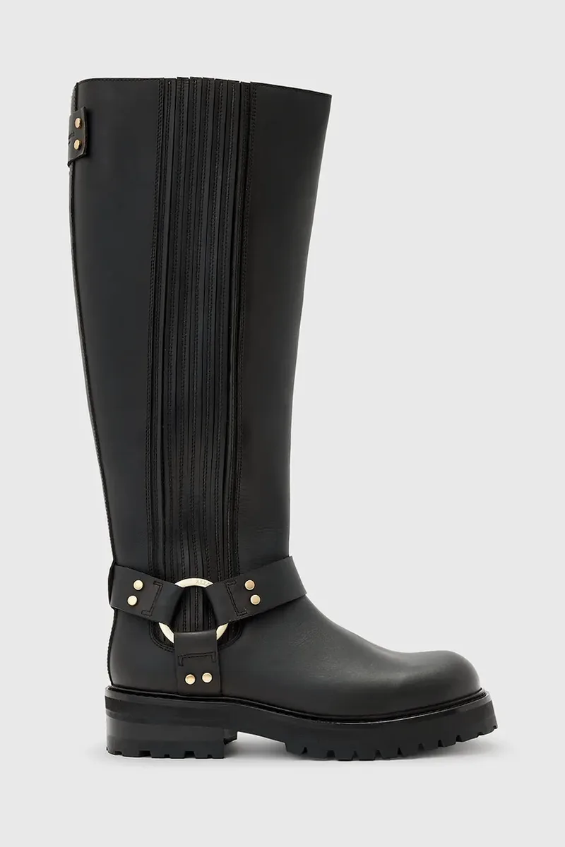 Δερμάτινες μπότες AllSaints MADDIE HIGH BOOT