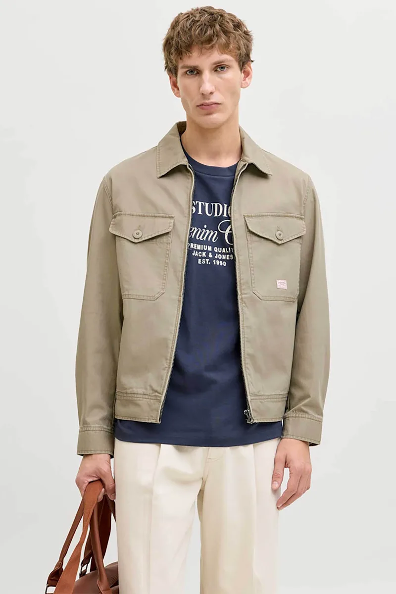 JACK & JONES ανδρικό jacket με γιακά και τσέπες - 12291882 Μπεζ