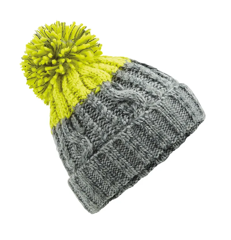 Σκούφος Beanie B437 Beechfield Light Grey/Citron