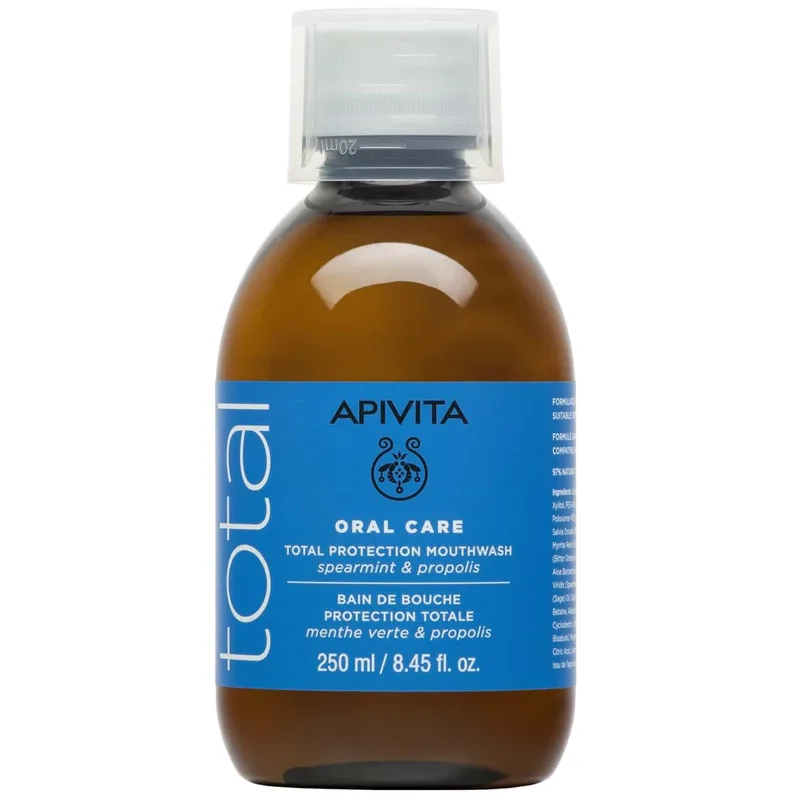 Apivita Oral Care Total Protection Mouthwash Φυσικό Στοματικό Διάλυμα με Δυόσμο & Πρόπολη Κατάλληλο για Ομοιοπαθητική 250ml