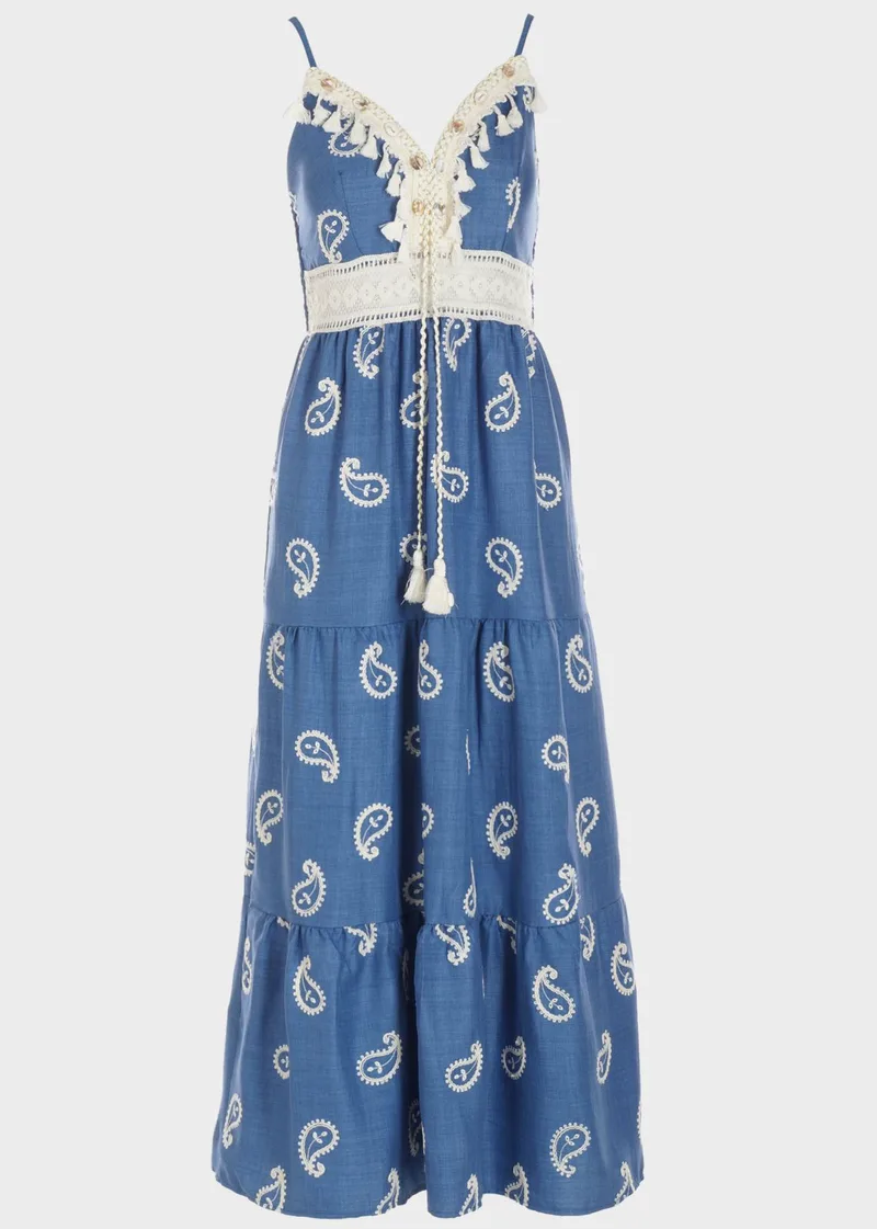 Τζιν boho maxi φόρεμα JEAN