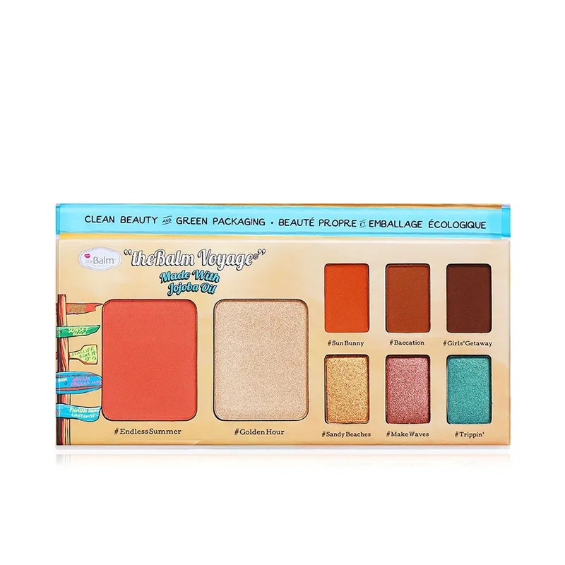 The Balm Cosmetics Voyage Χρυσό Coast Face Palette (Endless Summer, Golden Hour, Sun Bunny, Baecation, Girls’ Getaway, Sandy Beaches, Make Waves & Trippin’) (10g)