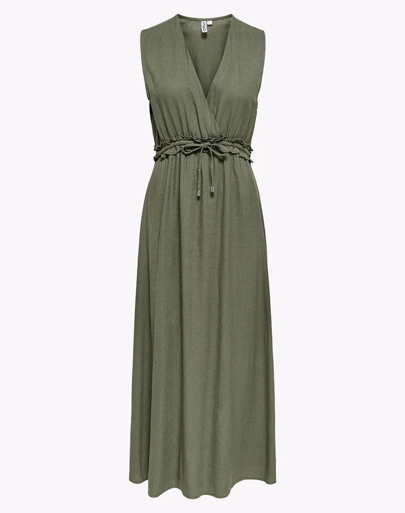 ONLY ONLGOA SL LINEN BL LONG DRESS CC PNT 15363694-Smokey Olive Olive