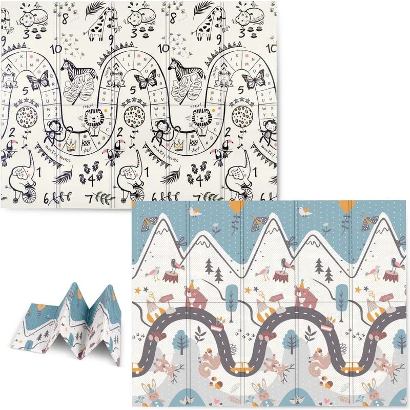 Παιδικό / Βρεφικό Χαλάκι Nukido Baby Play Mat NK-341 Αντιολισθητικό για Δραστηριότητες 200 x 150 x 1cm - Mountains / Safari (5903890609054)