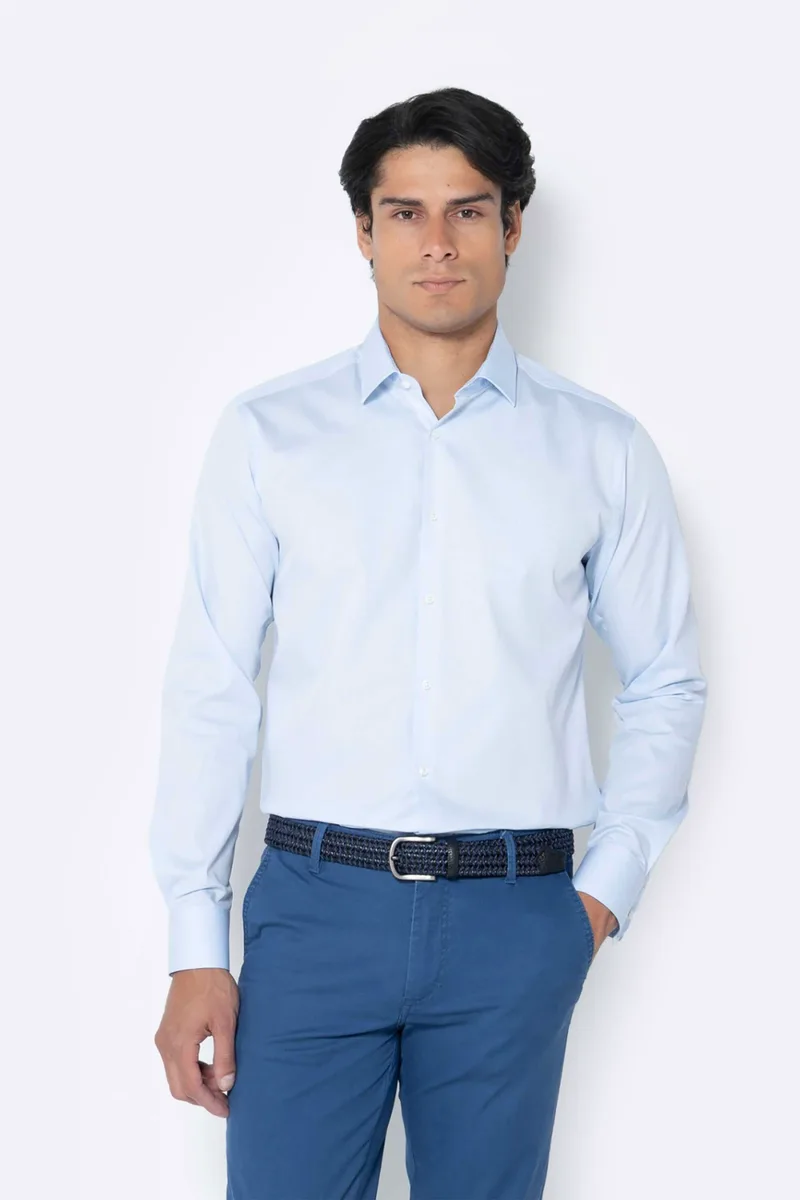 The Bostonians ανδρικό πουκάμισο πικέ Slim Fit - ACP2393 Μπλε Ανοιχτό