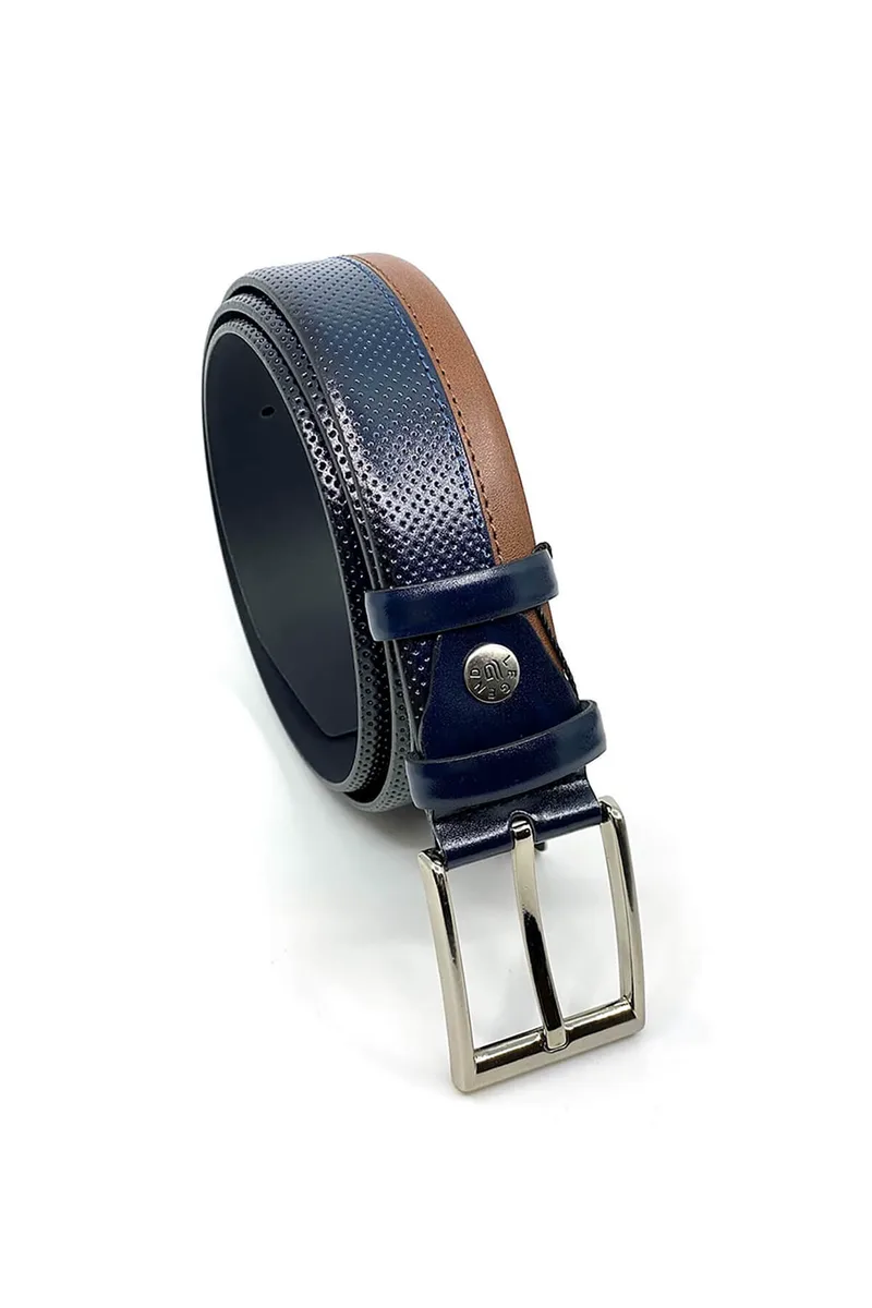 Legend Accessories Δίχρωμη Δερμάτινη Ζώνη - Μπλε - L-1733