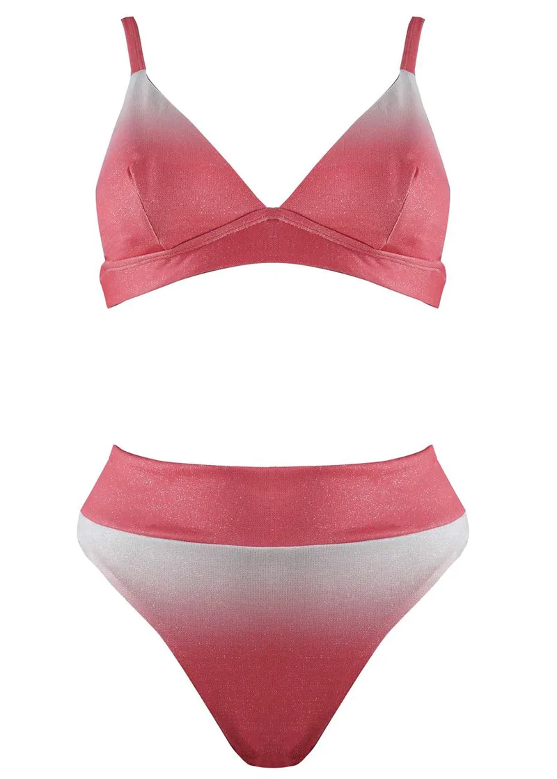 Set μαγιό τρίγωνο bikini παρτό ψηλόμεσο. Καλύπτει B cup COPPER