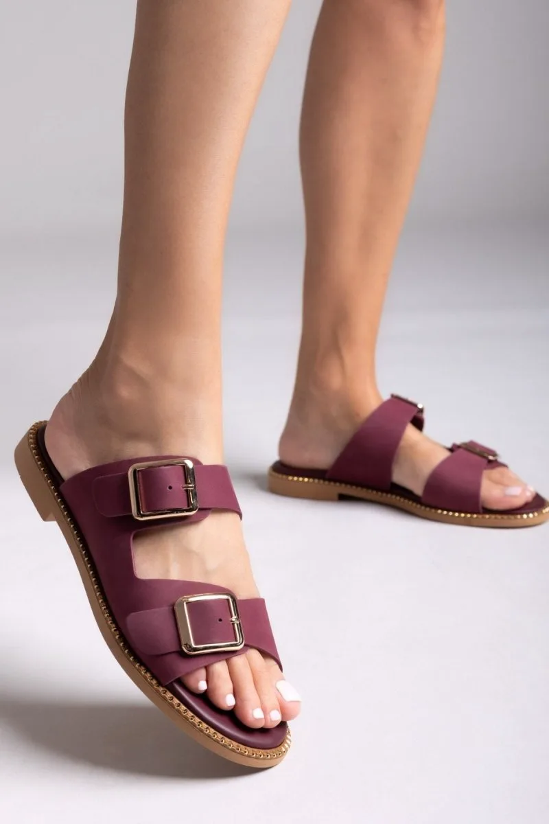 TFP Nubuck Leather Buckle Sandals - 145 (nubuck) - Bordeaux