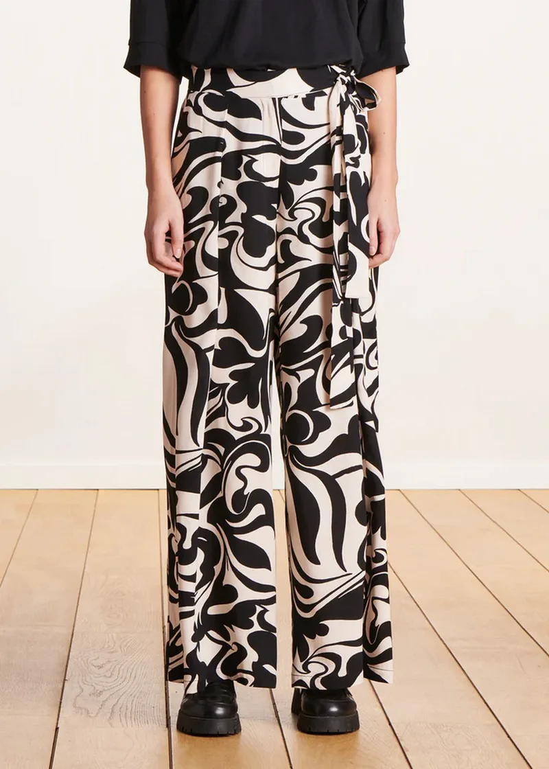 La Fee Maraboutee Γυναικείο Παντελόνι Wide Leg με Ψηλή Μέση Ασπρόμαυρο