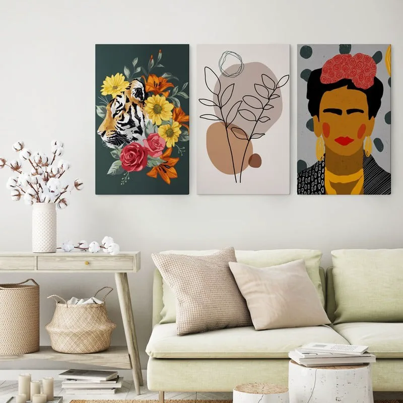 OUTLET Σετ Τριπτυχος Πινακας σε καμβά FLORAL VIBES 40cm x 65cm