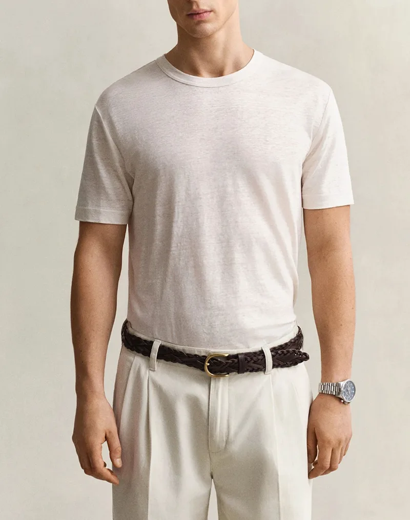 GANT ΜΠΛΟΥΖΑ ΚΜ LINEN SS T-SHIRT 3G2003318-119 Ivory
