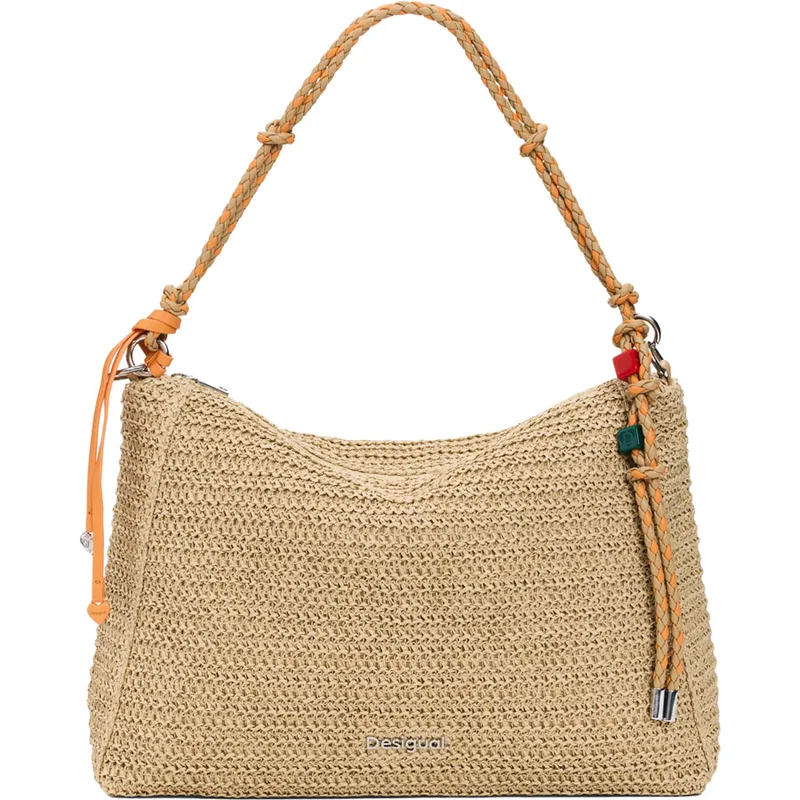 Desigual ψάθινη τσάντα ώμου RAFFIA LEIRIA 26SAXO04