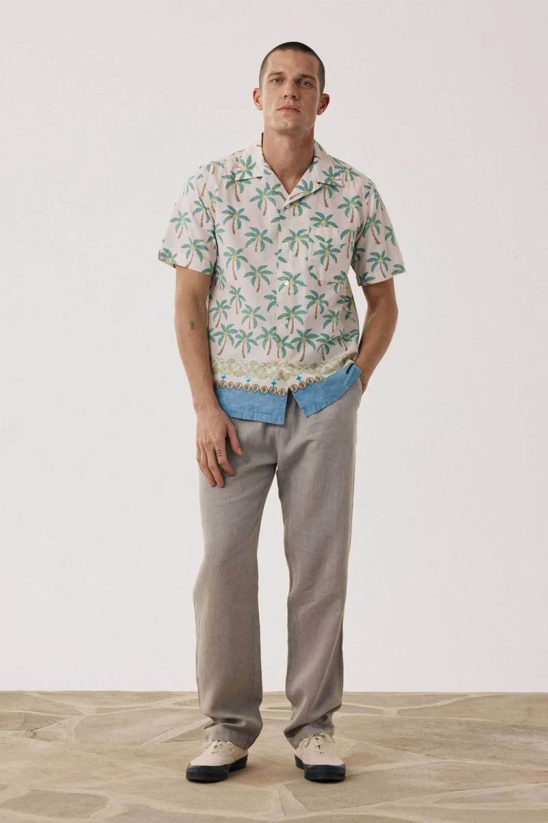 Hartford ανδρικό λινό παντελόνι casual με ελαστική μέση Regular Fit - BF59100 Taupe