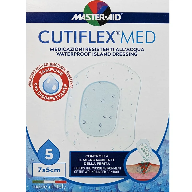 Master Aid Cutiflex Med Waterproof Island Dressing 7x5cm Αδιάβροχα Μετεγχειρητικά Επιθέματα 5 Τεμάχια