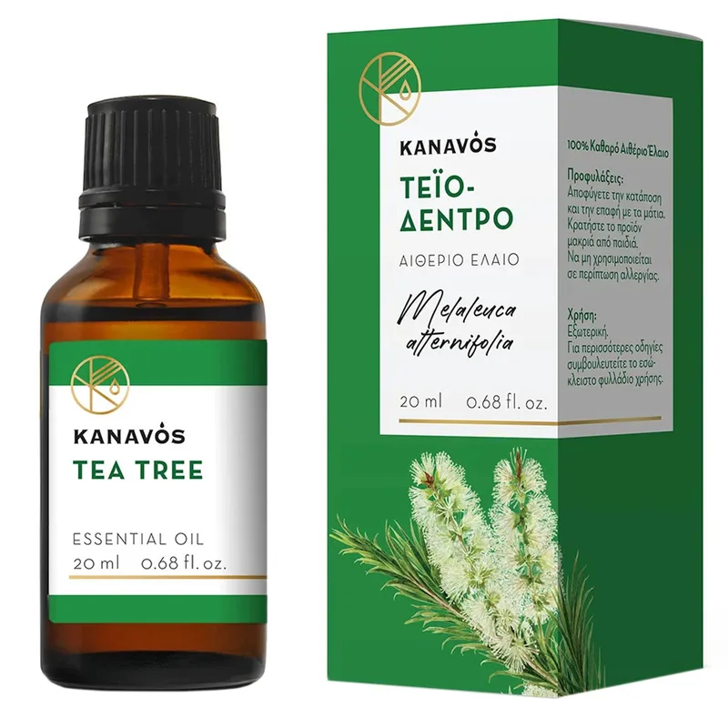 Kanavos Tea Tree Essential Oil Αιθέριο Έλαιο για Φυσικό Αρωματισμό του Χώρου, Κατάλληλο για Εισπνοές που Προσφέρει Χαλάρωση & Ευεξία 20ml - Τεϊόδεντρο