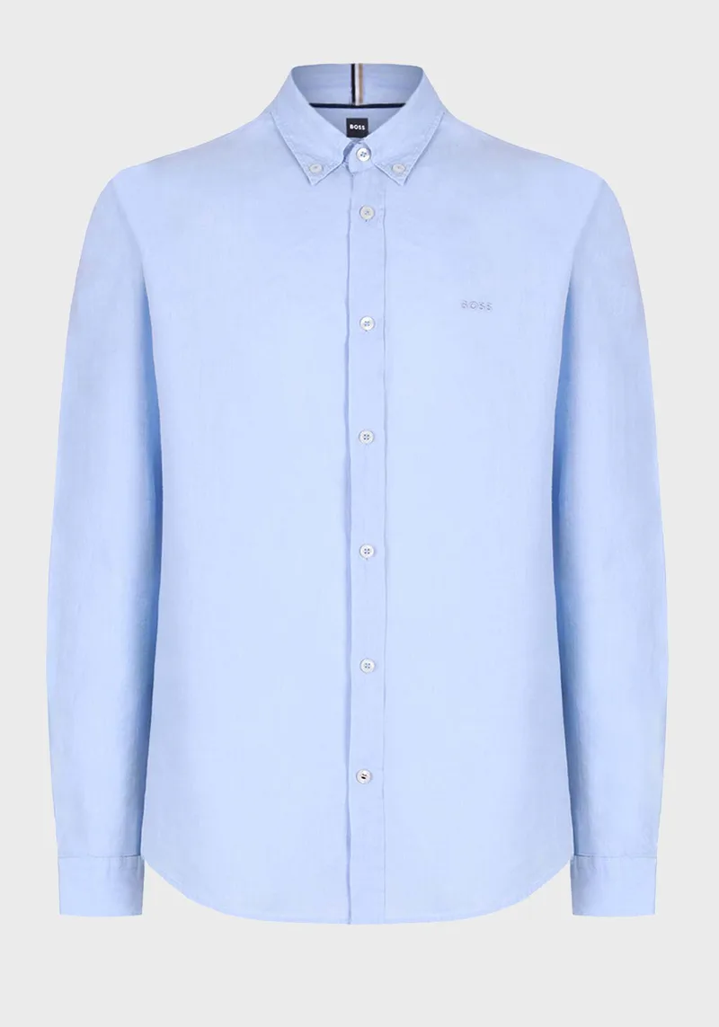 BOSS Λινό Πουκάμισο της σειράς H Liam - 50522592 450 Light Pastel Blue