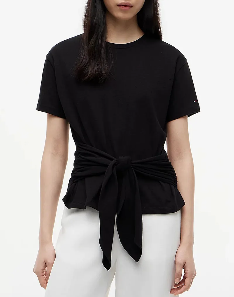 TOMMY HILFIGER CO SLUB KNOT SS TEE WW0WW49256-BDS Black