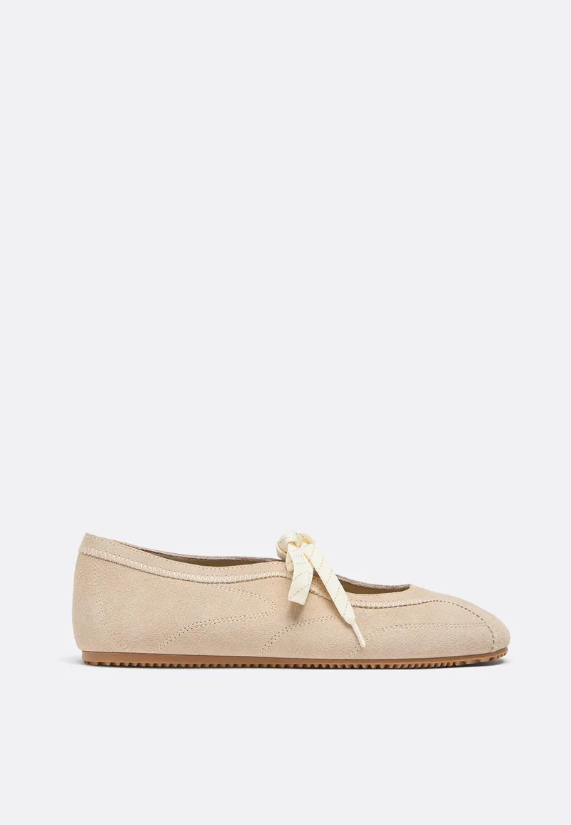 Stradivarius Δερμάτινα Sneakerinas Με Φιόγκο Μπεζ 40