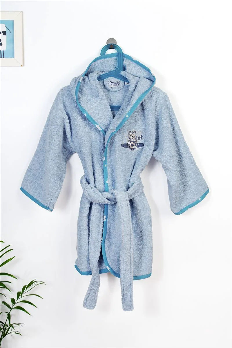 Μπουρνούζι Με Κέντημα kids Aviator 183 Size: 02 Sky Blue 100% Cotton