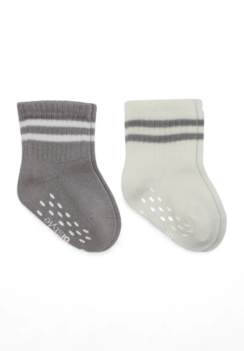 Κάλτσες βρεφικές με τάπες Stripes Biorganic 2 Τεμ. BRG10125-Γκρι
