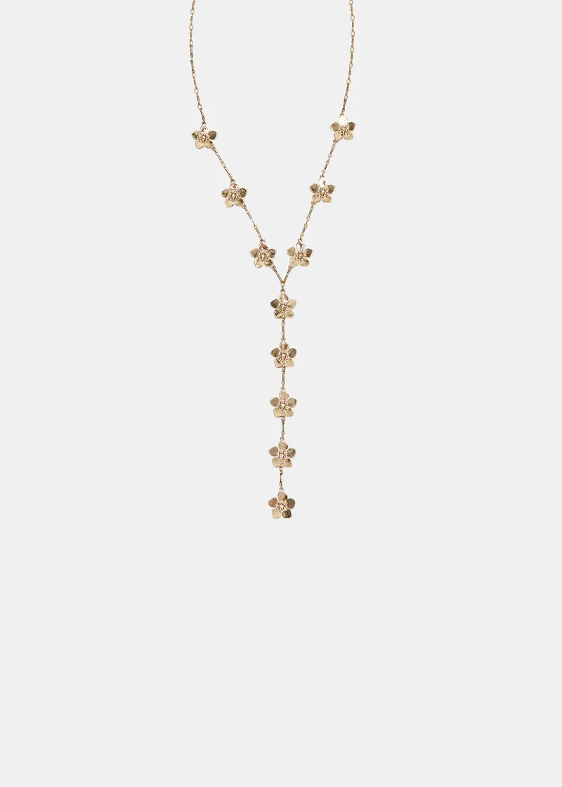 Stradivarius Κολιέ Lariat Μίνι Λουλούδι Χρυσαφί Os