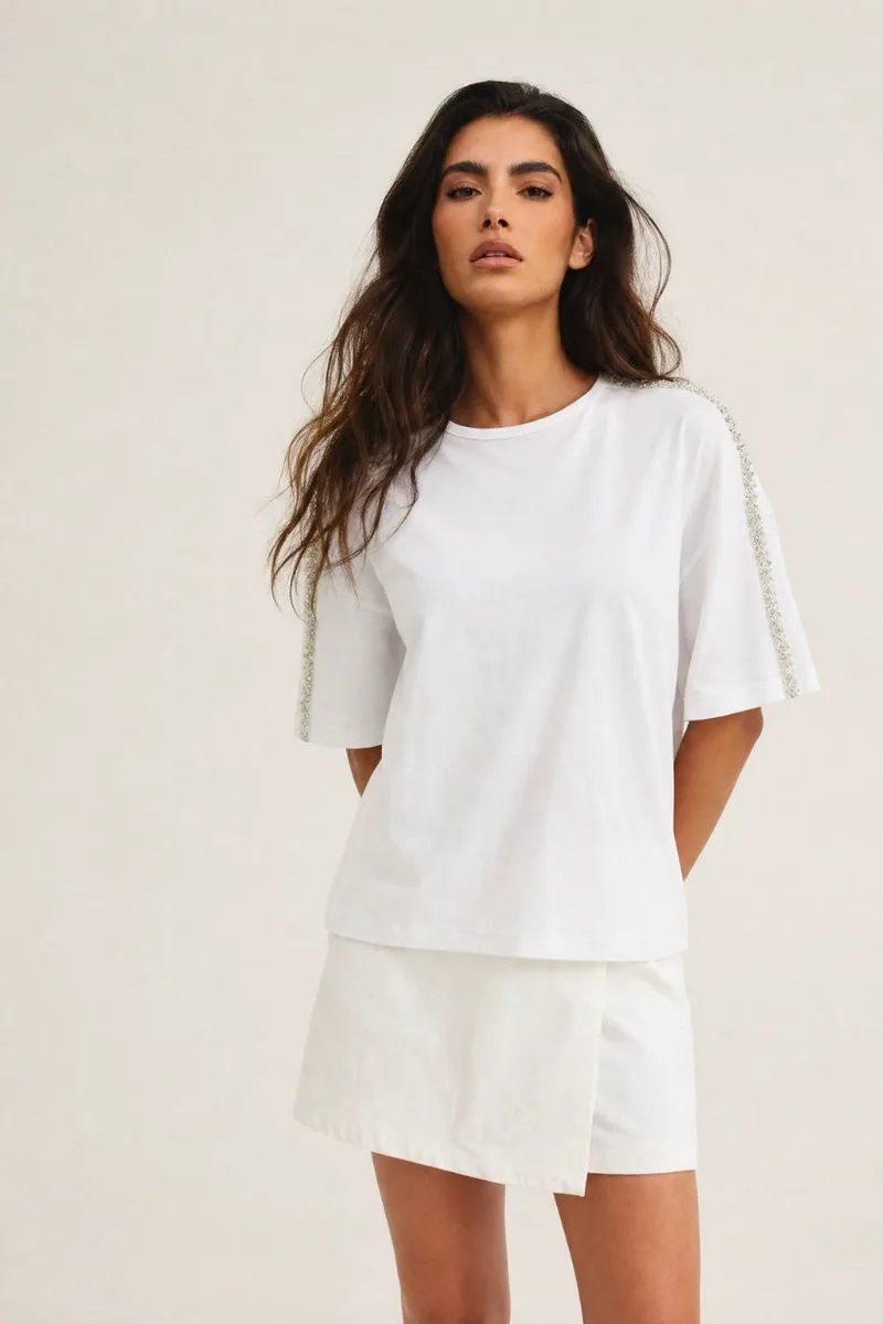 Enzzo T-shirt Pearl - Λευκό