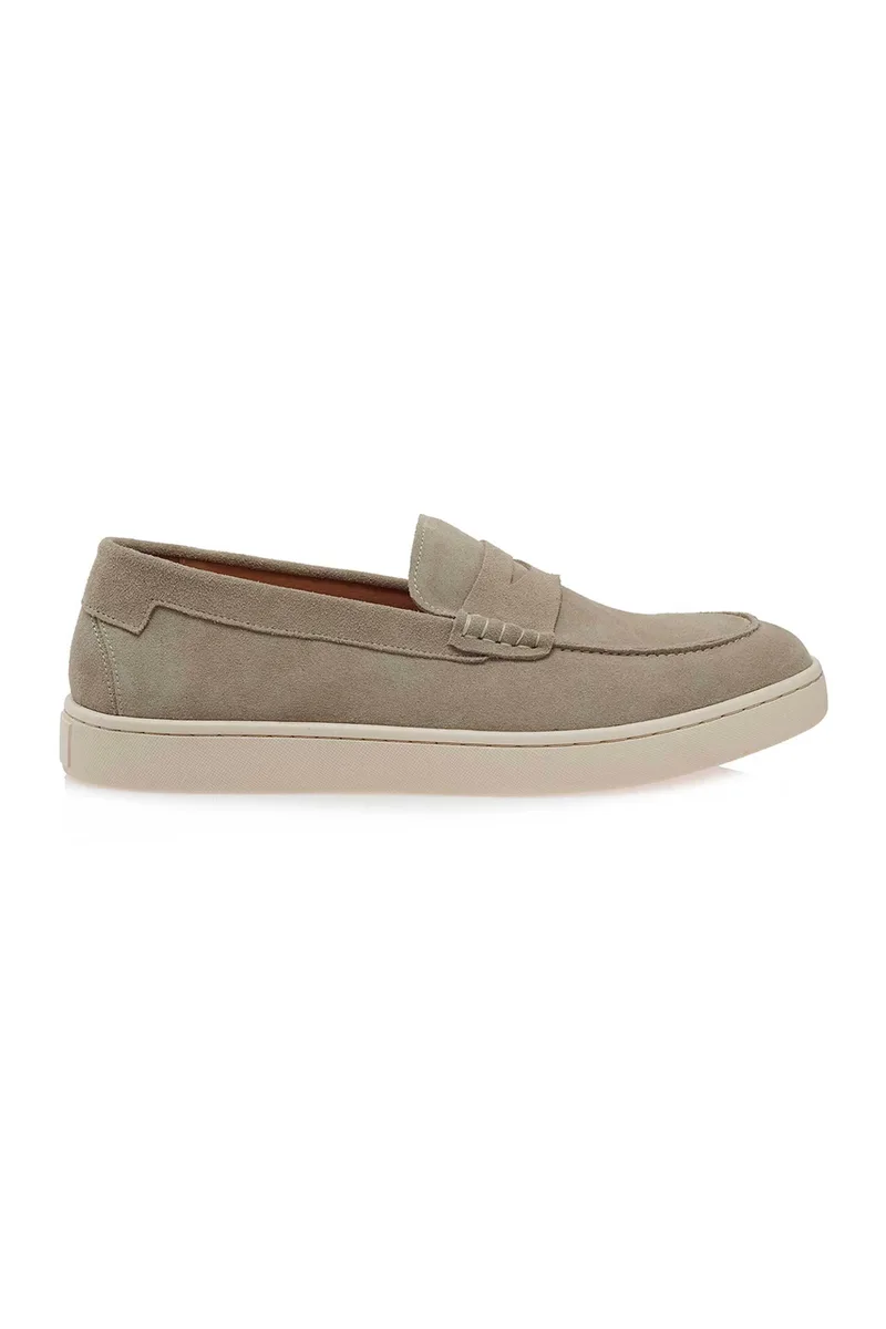 Isaac Roma ανδρικά δερμάτινα loafers μονόχρωμα - W570080114V9 Μπεζ