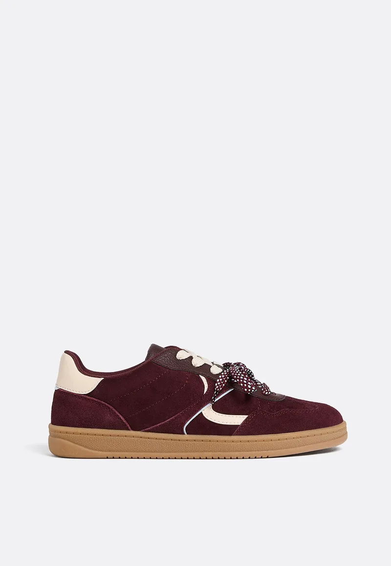 Stradivarius Casual Αθλητικά Παπούτσια Με Διπλά Κορδόνια Σκούρο Κόκκινο 37