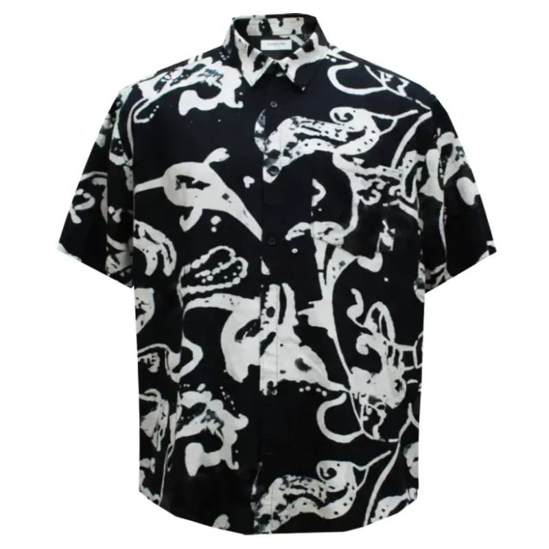 Jack & Jones "Mont Auk AOP"+fit,βαμβακερό κοντομάνικο πουκάμισο - Black