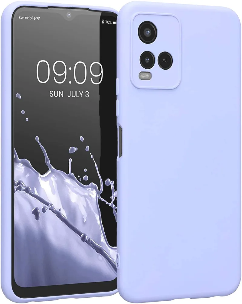 KWmobile Soft Slim Flexible Rubber Cover with Camera Protector - Θήκη Σιλικόνης Vivo Y21 με Πλαίσιο Κάμερας - Light Lavender (57577.139)