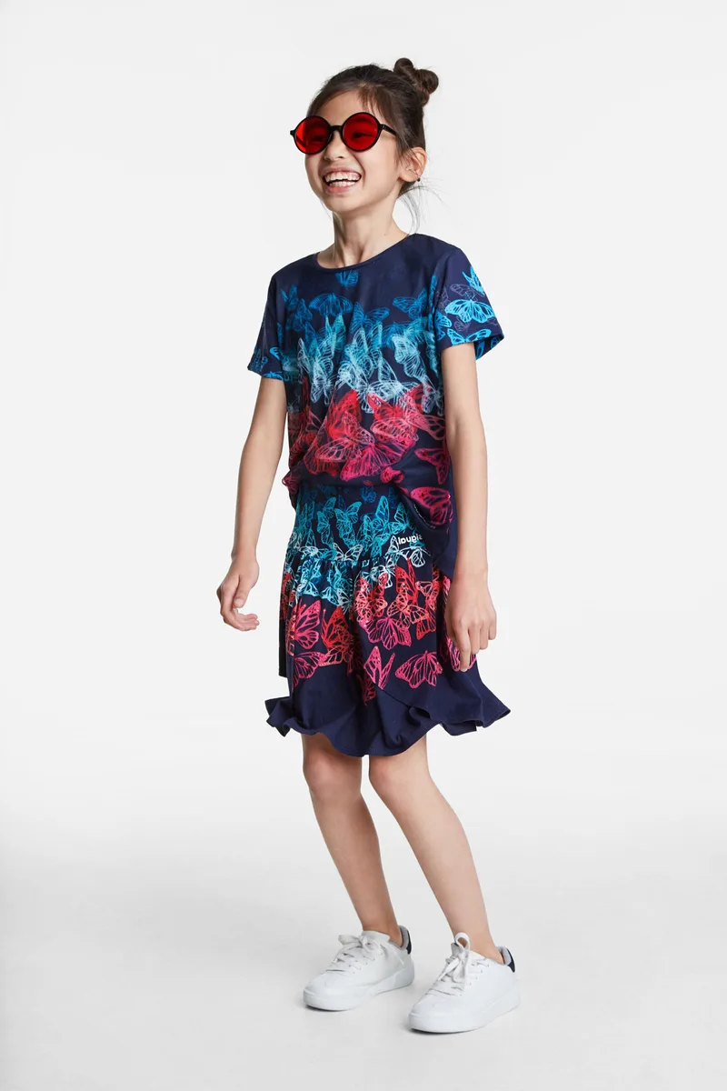 Desigual παιδική φούστα με πεταλούδες "Honolulu" - 20SGFK07 Μπλε Σκούρο
