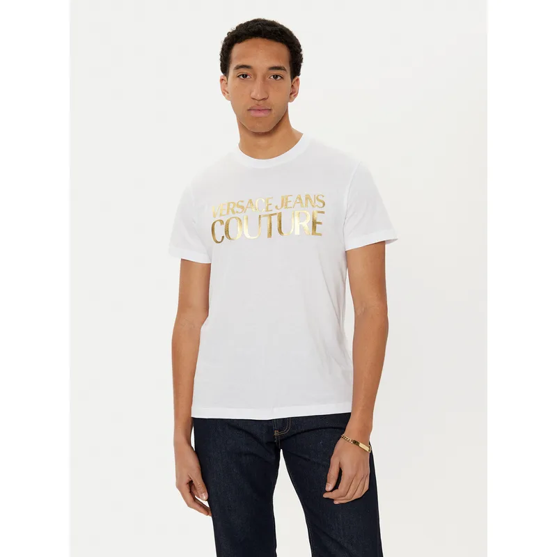 Versace Jeans Couture T-Shirt 78GAHT05 Λευκό Regular Fit