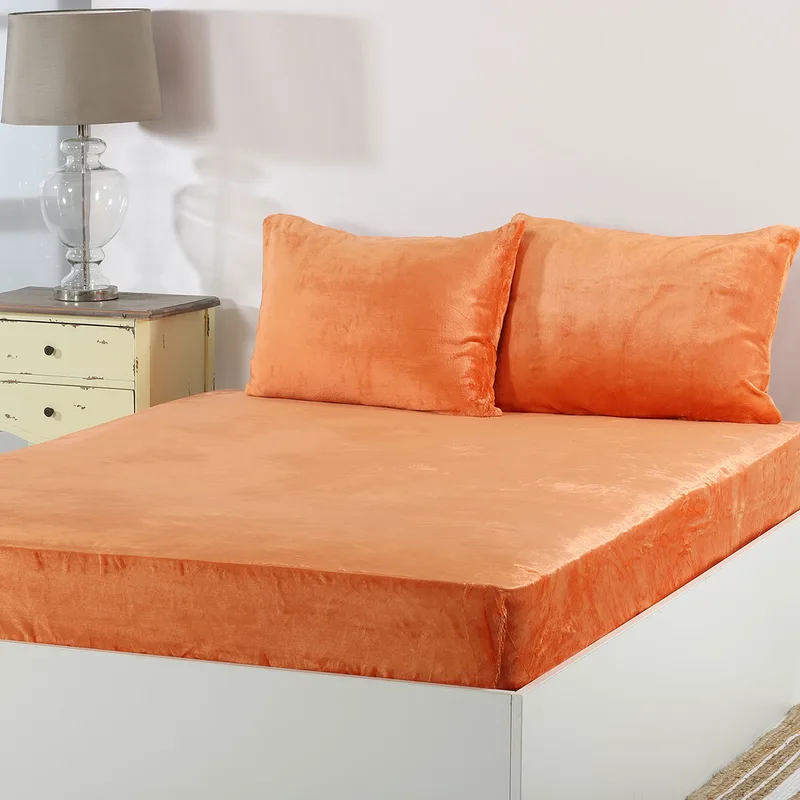 Σεντόνι Fleece Υπέρδιπλο Με Λάστιχο + Μαξιλαροθήκες (Σετ) Silk Fashion Solid Copper Tan