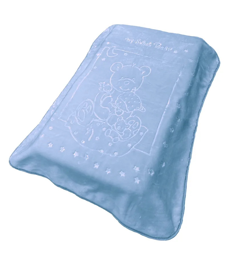 Κουβέρτα Βελουτέ Κούνιας Dimcol Sweet Bear 11 Baby Blue 110x140