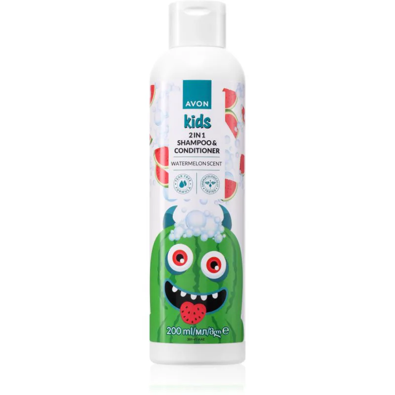 Avon Kids Watermelon σαμπουάν και κοντίσιονερ 2 σε 1 200 ml