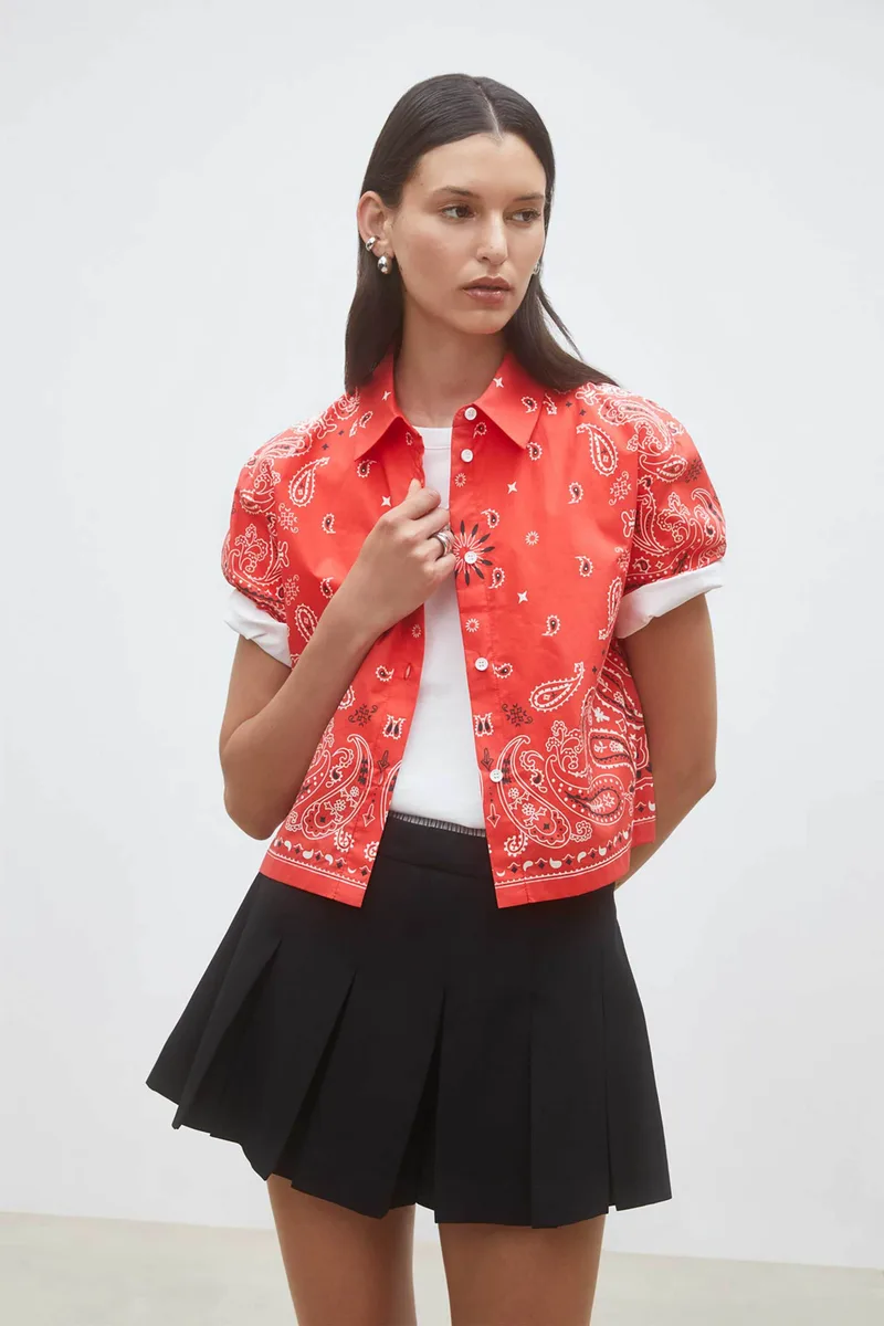 Suncoo Paris γυναικείο πουκάμισο με bandana print "Luz" - C07218E26 Κόκκινο